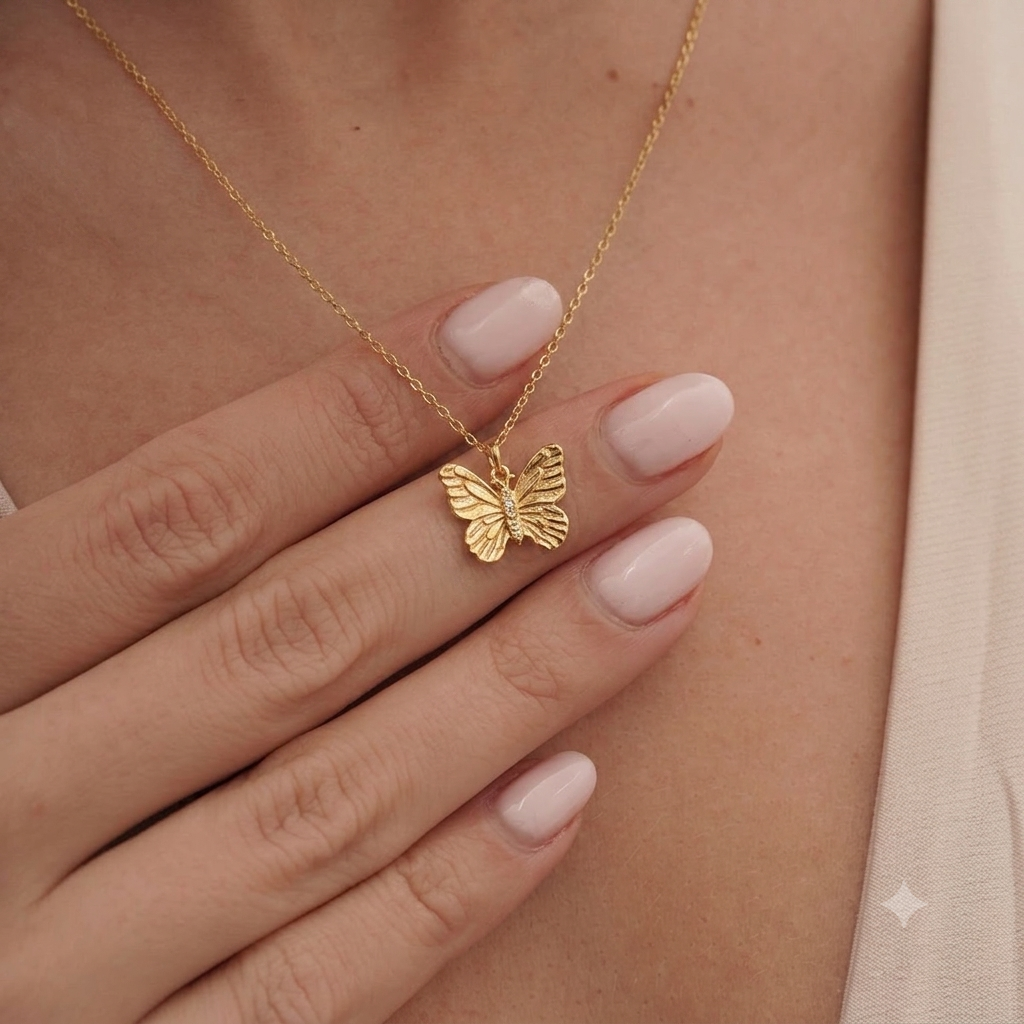 18k Gold Plated Butterfly Pendant Necklace-Fashion Jewellery for Women