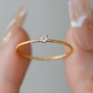 18k Gold Plated CZ Zirconia Slim Thin Ring for Women-2