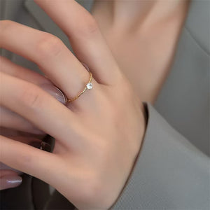 18k Gold Plated CZ Zirconia Slim Thin Ring for Women