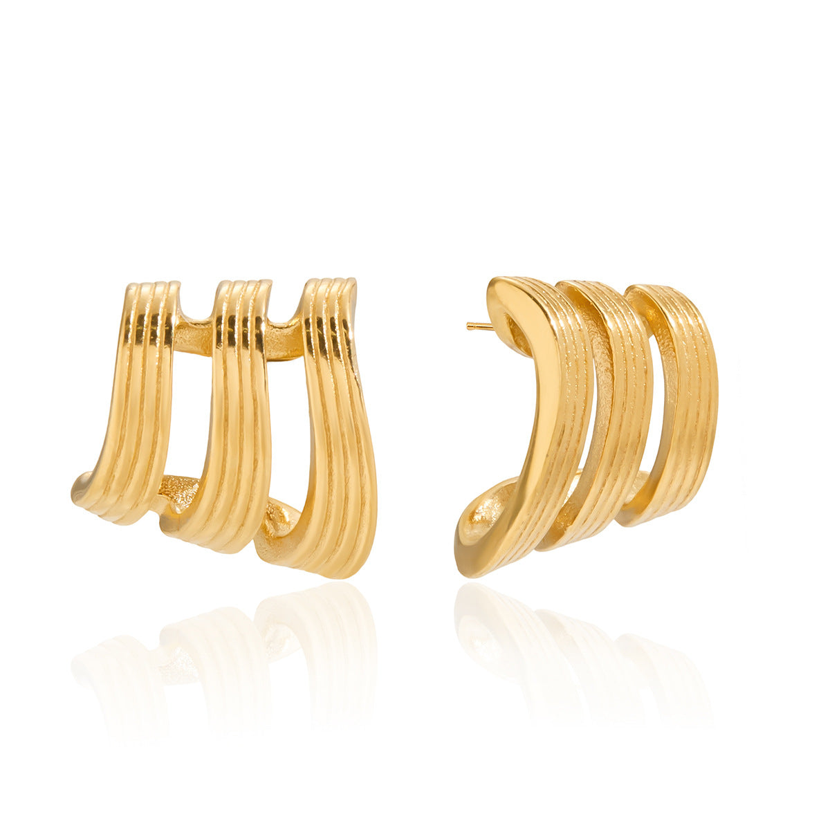 18k Gold Plated Classic 3 Layers Hollow Thread Fashion Earring for Women
