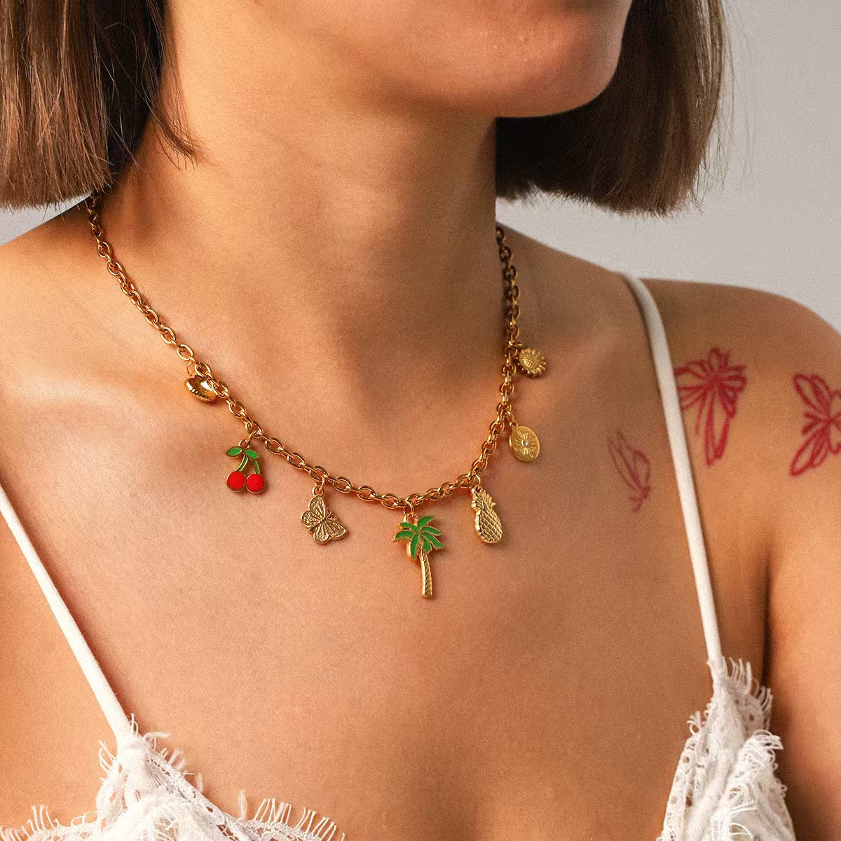 18k Gold Plated Bow Butterfly Pendant Necklace