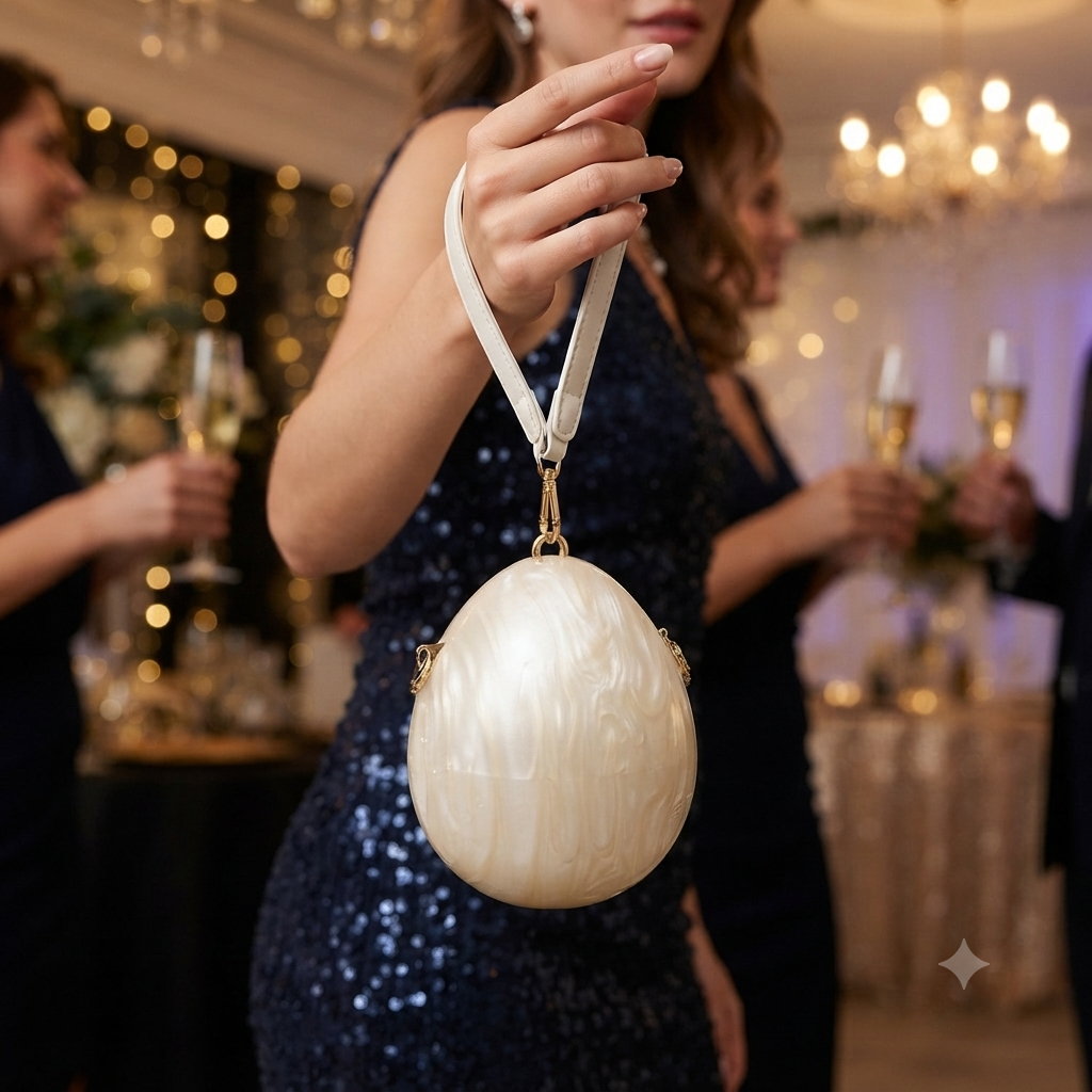 Elegant Acrylic Clutch Bag with Pearl Strap ( Big)
