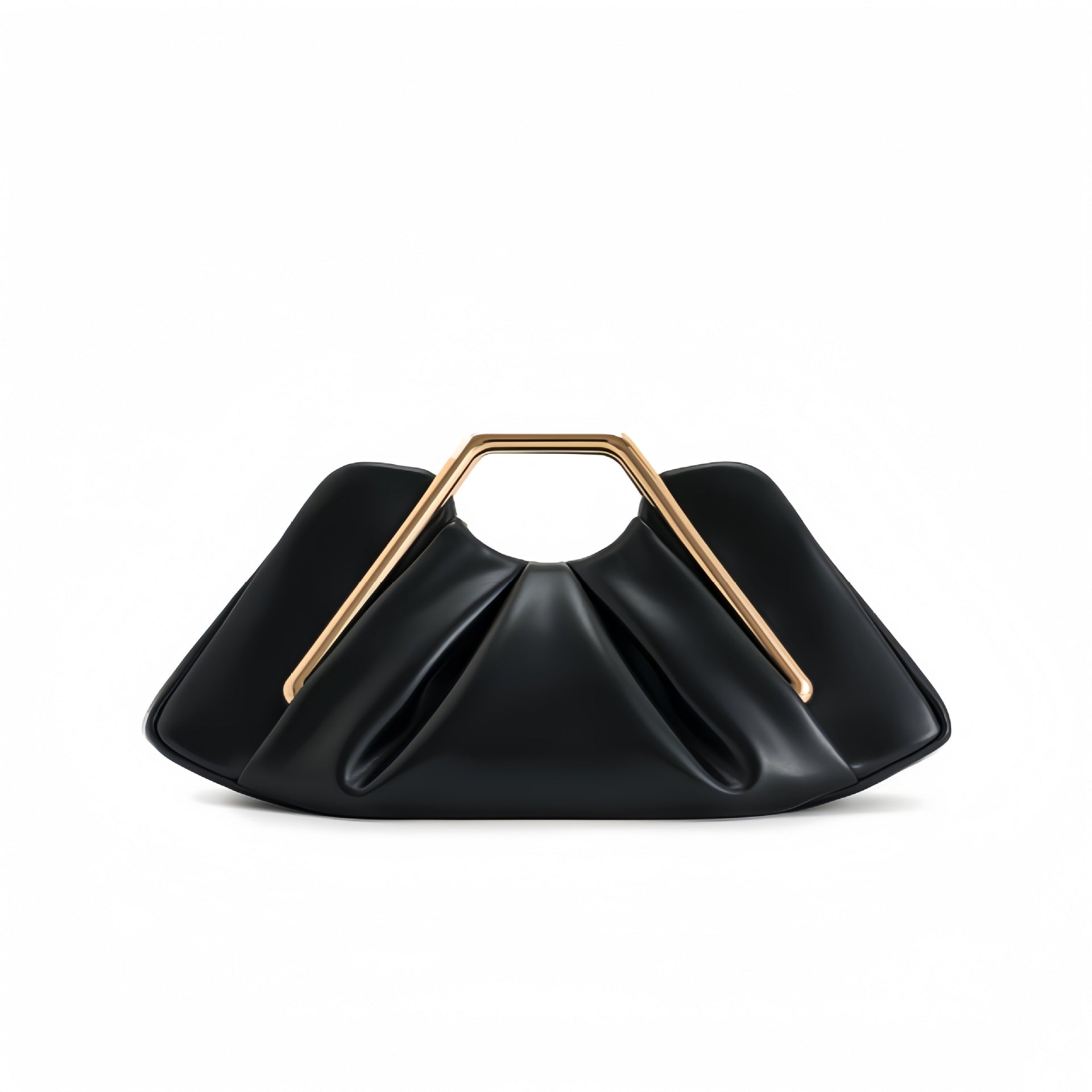 Black PU Leather Pleated Evening Clutch Bag for Women