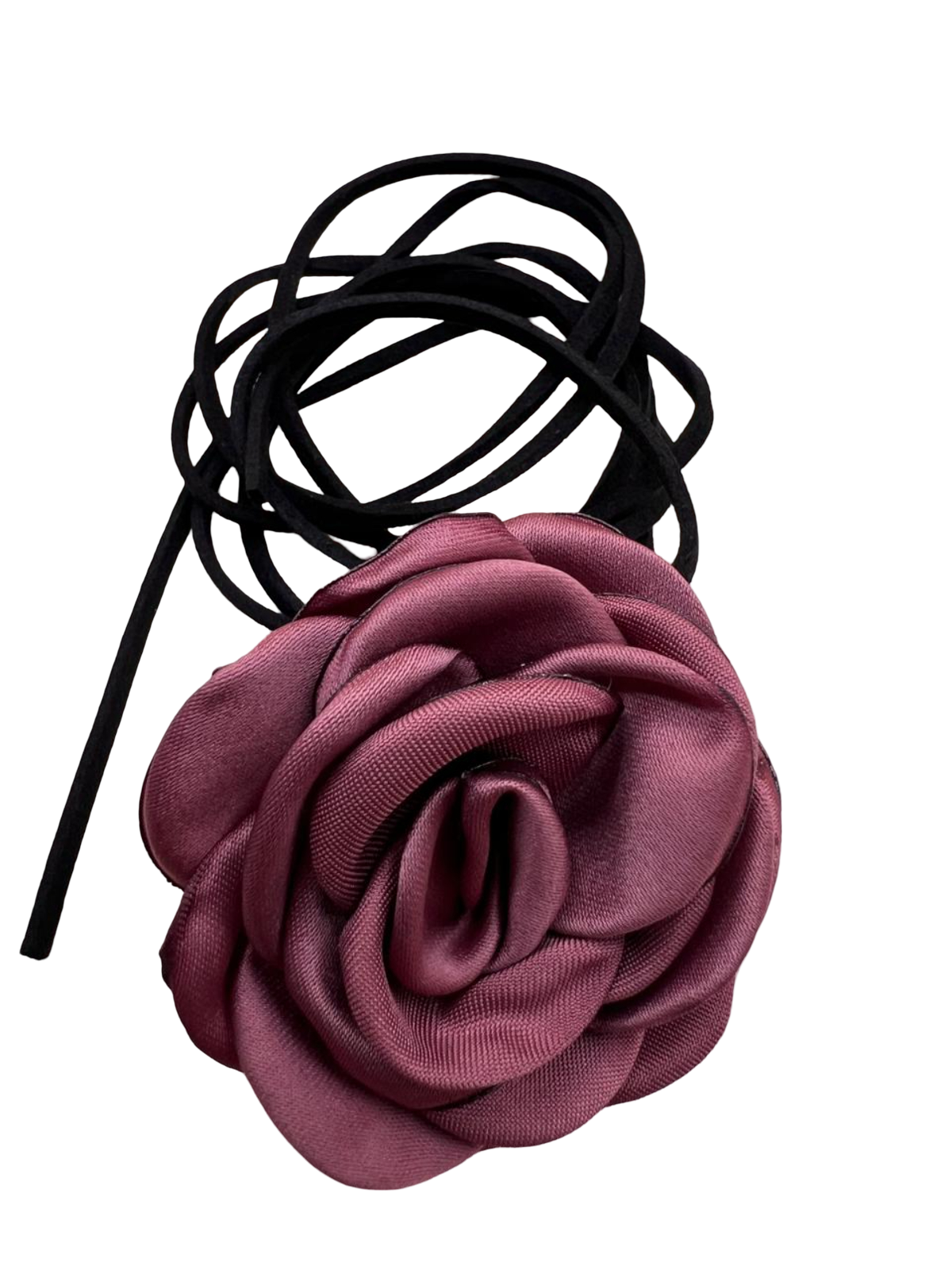 Elegant Fabric Choker Necklace Polyester Tie with Adjustable Black Cord for Women