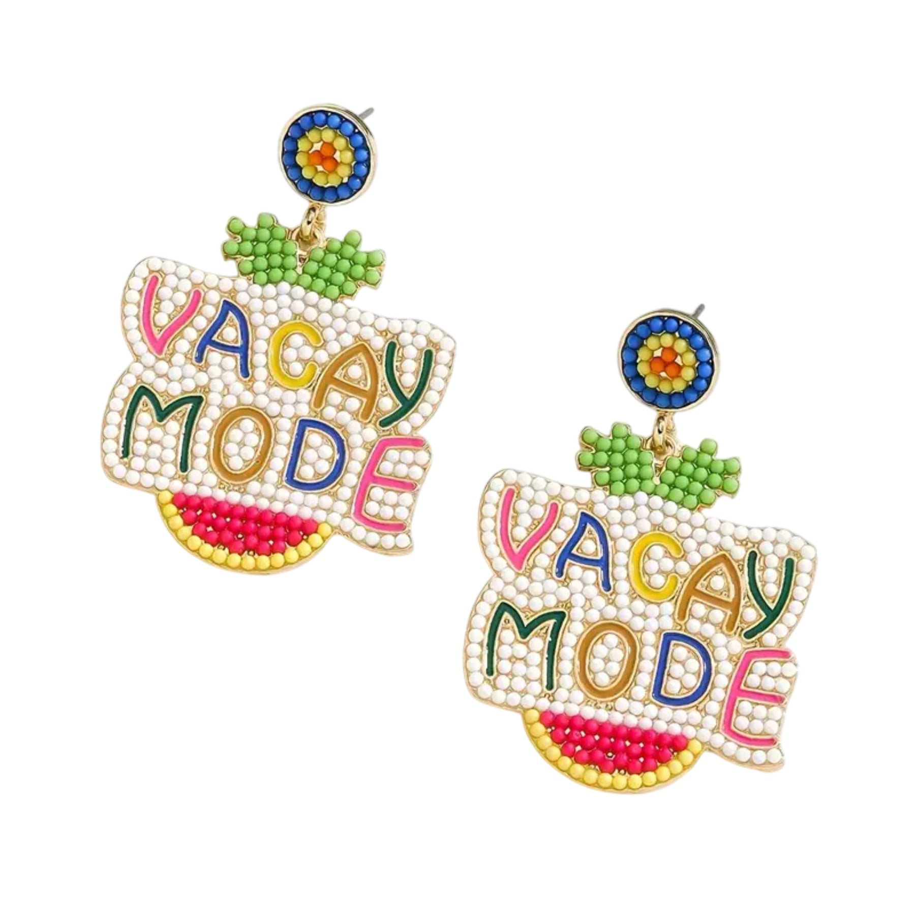 Spring and Summer Bohemian Rice Bead VACAY MODE Earrings