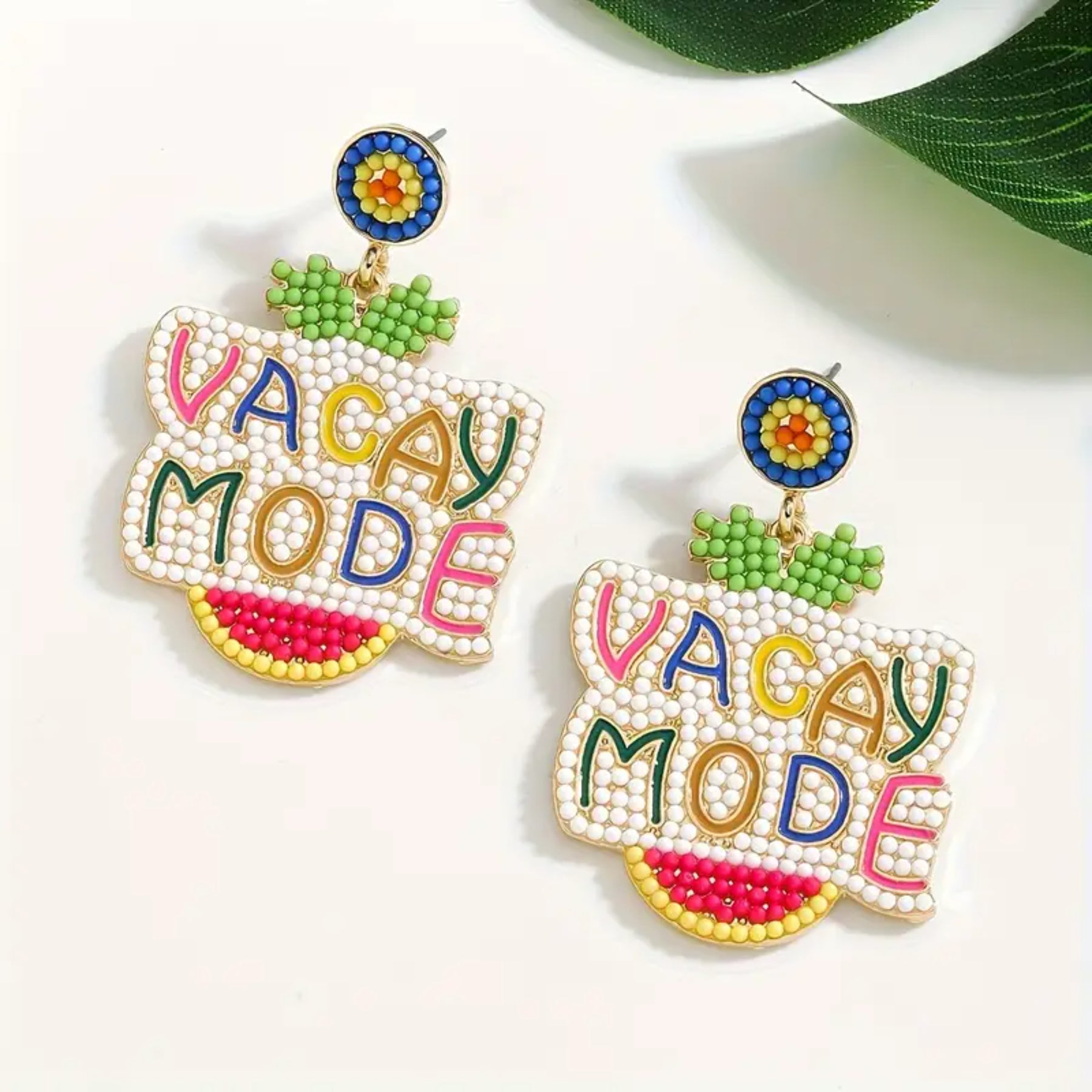 Spring and Summer Bohemian Rice Bead VACAY MODE Earrings