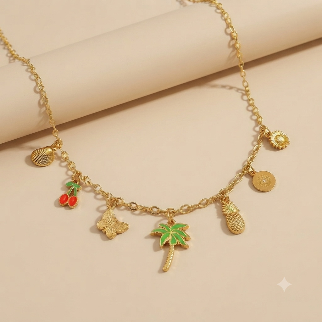 18k Gold Plated Bow Butterfly Charm Necklace for Women
