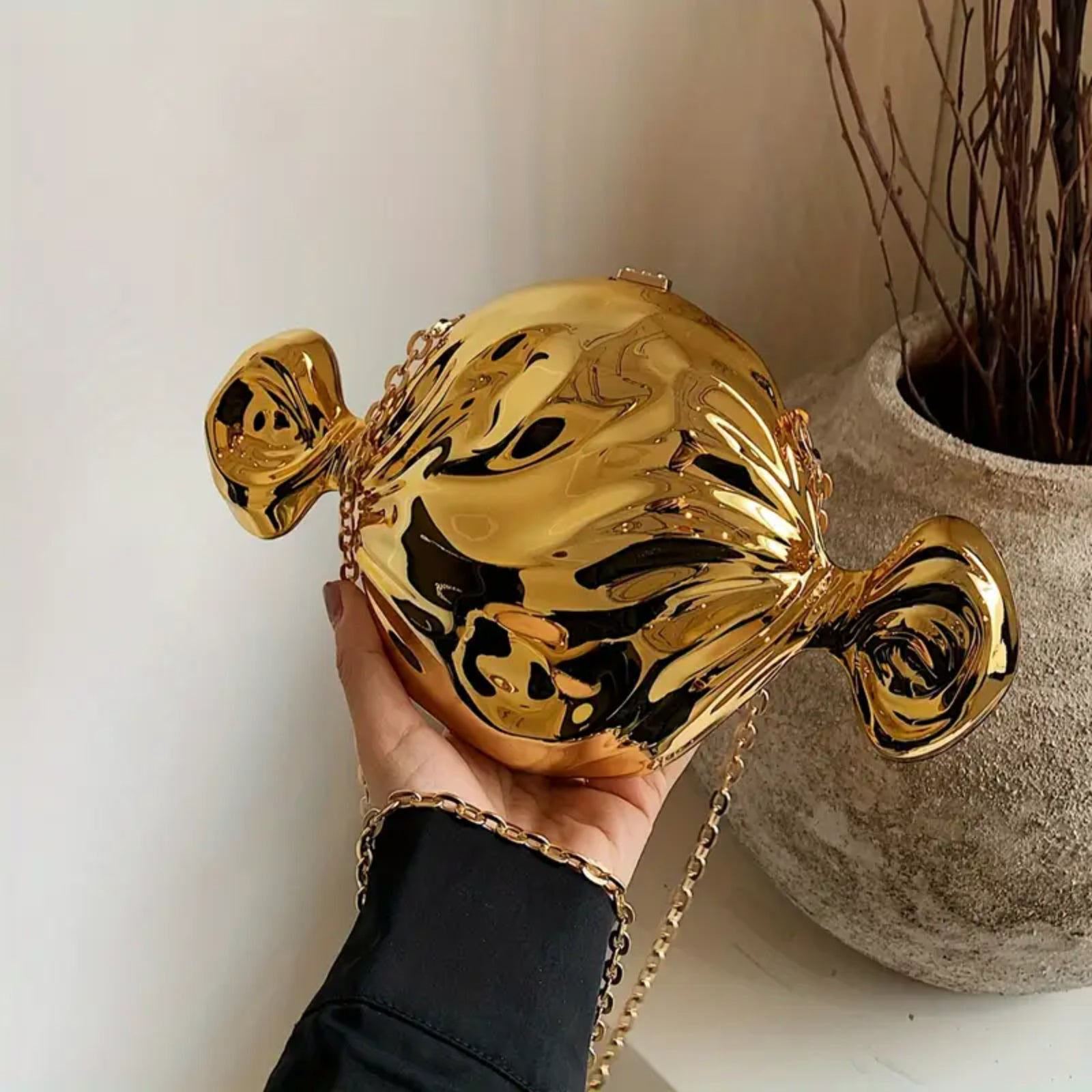 Vintage Candy-shaped Shiny Mirror Clutch Bag For Women