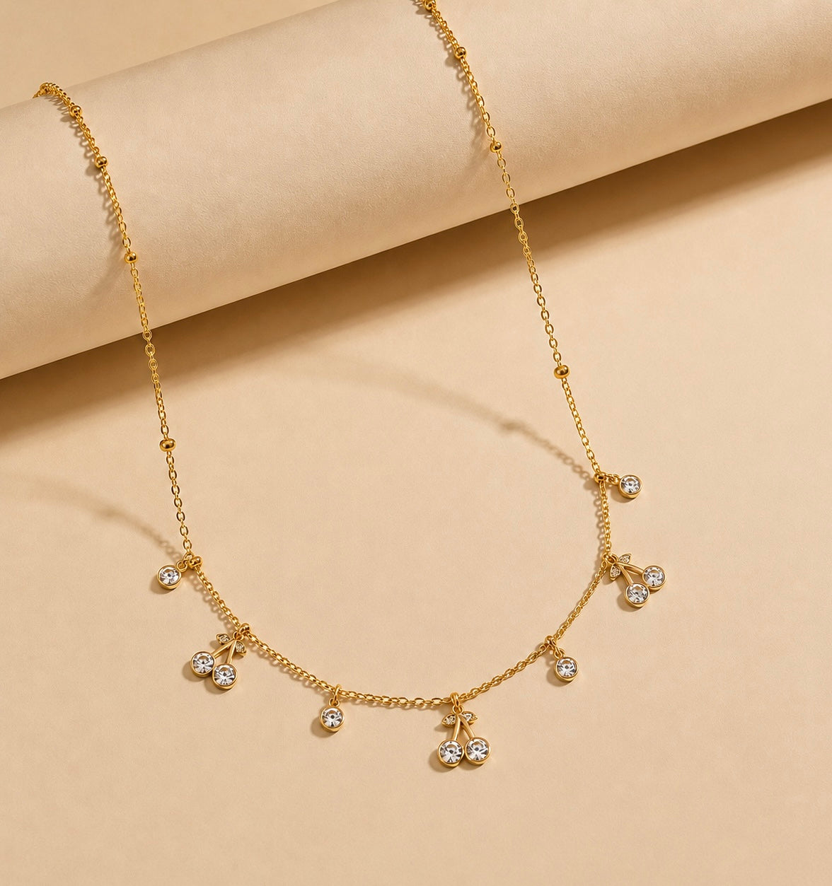 18K Gold Plated Cherry Blossom Dainty Charm Necklace