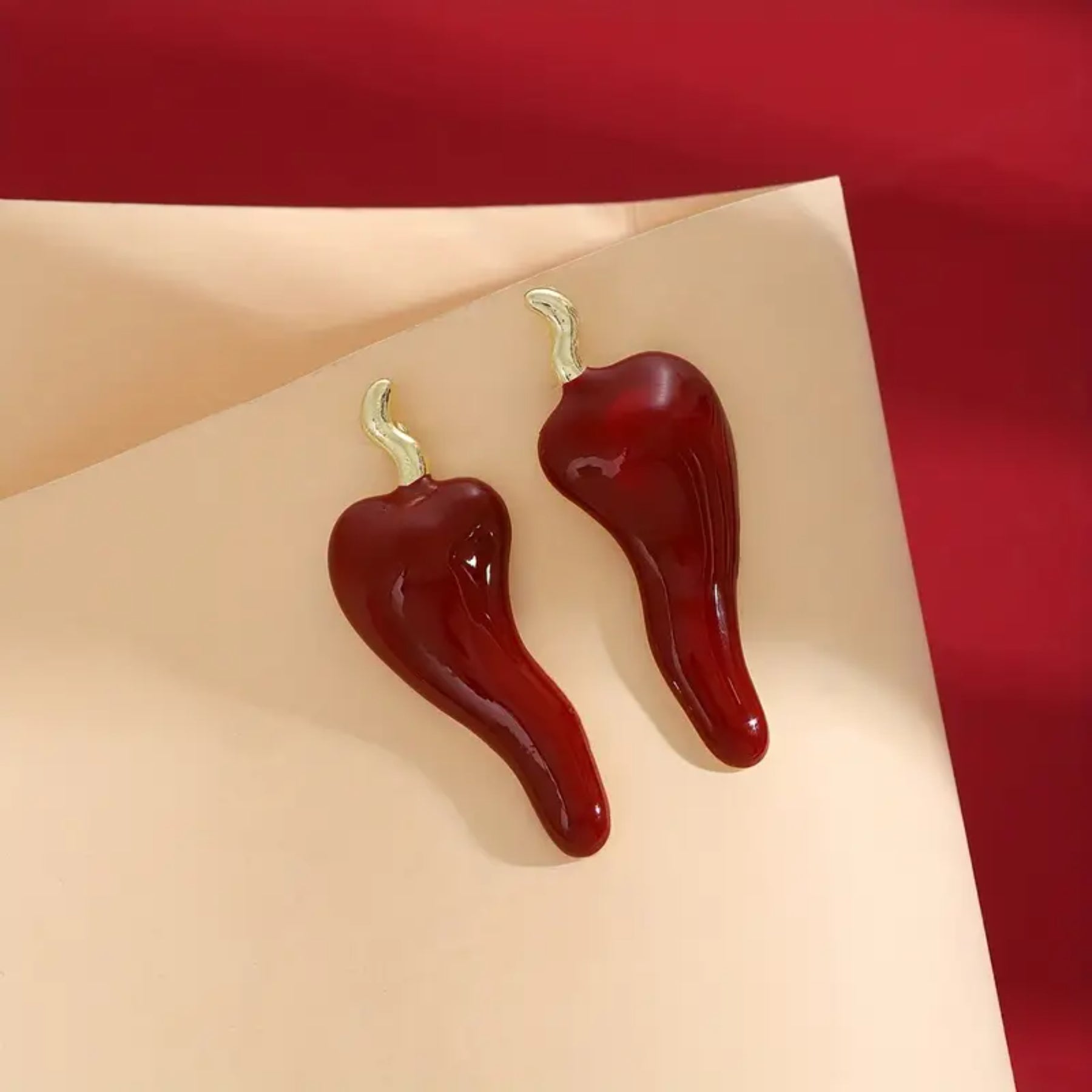 Chic Red Pepper Earrings - Unique & Delicate Design