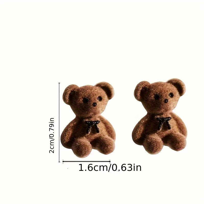 Vintage Cute Bear Stud Earrings for Women