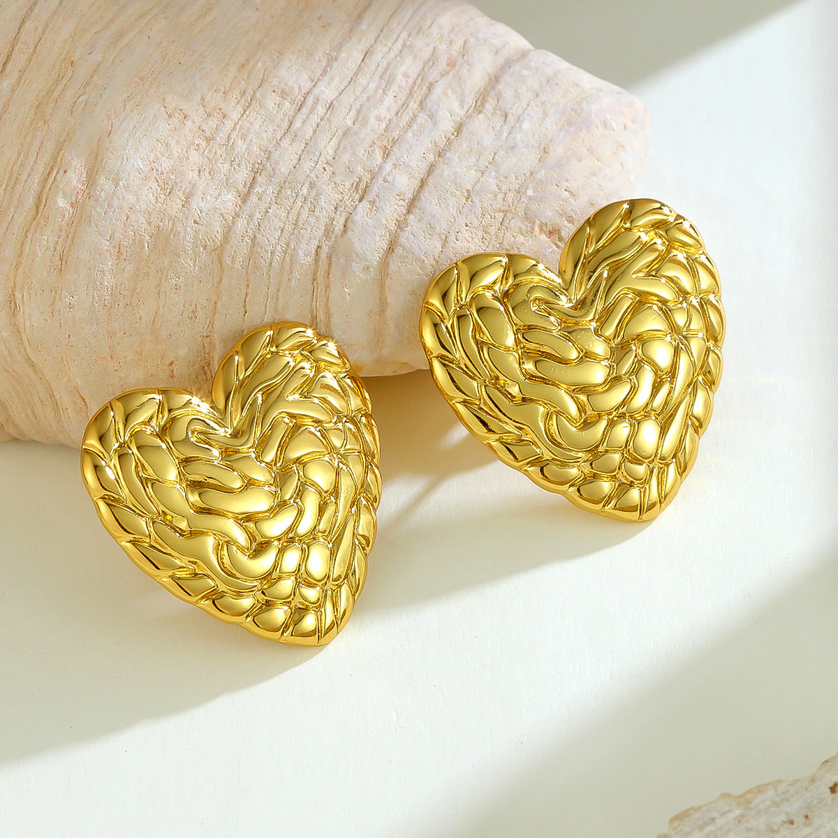 18k Gold Plated European Style Heart Shaped Earrings for Women