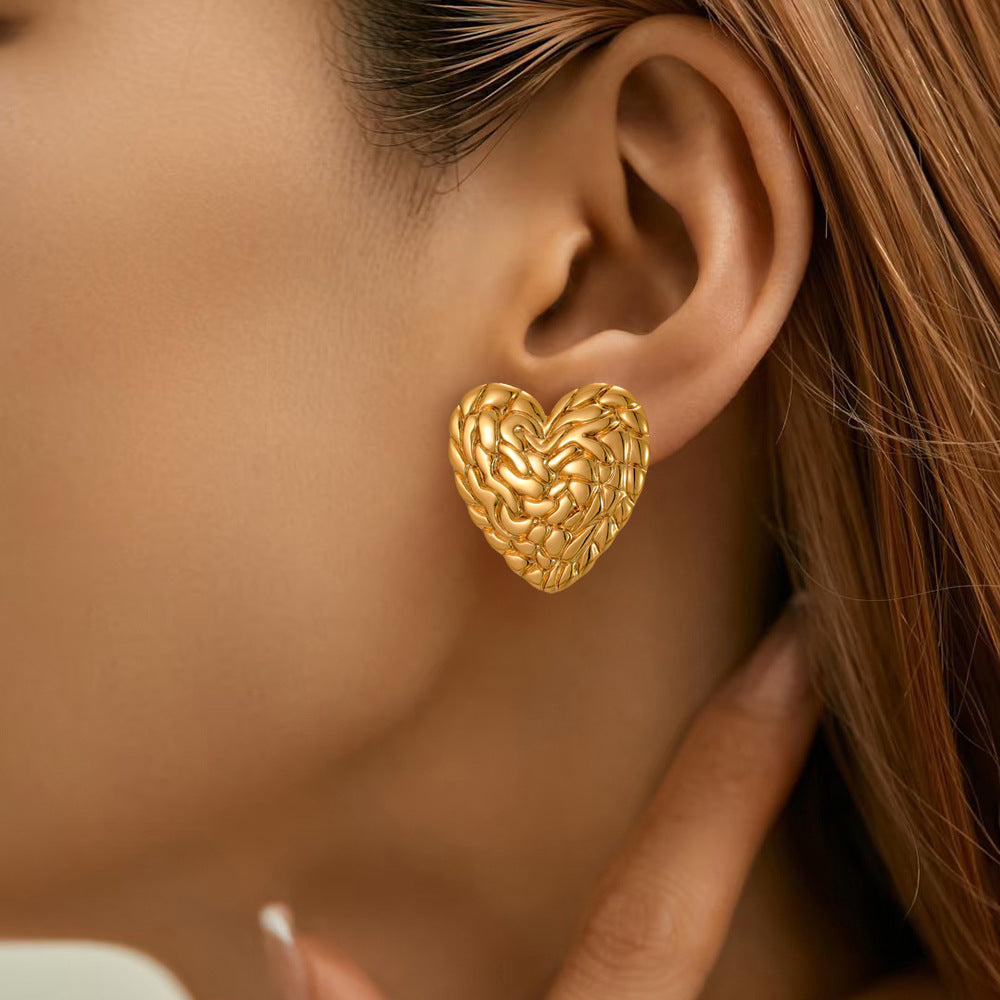 18k Gold Plated European Style Heart Shaped Earrings for Women