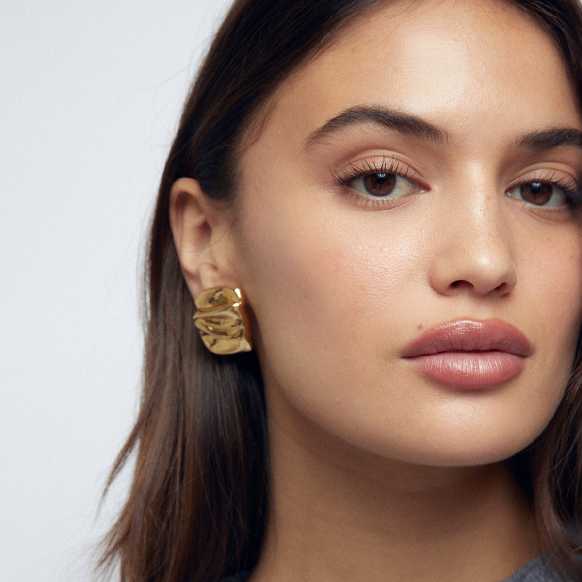 18K Gold Plated Geometric Chunky Earrings for Women