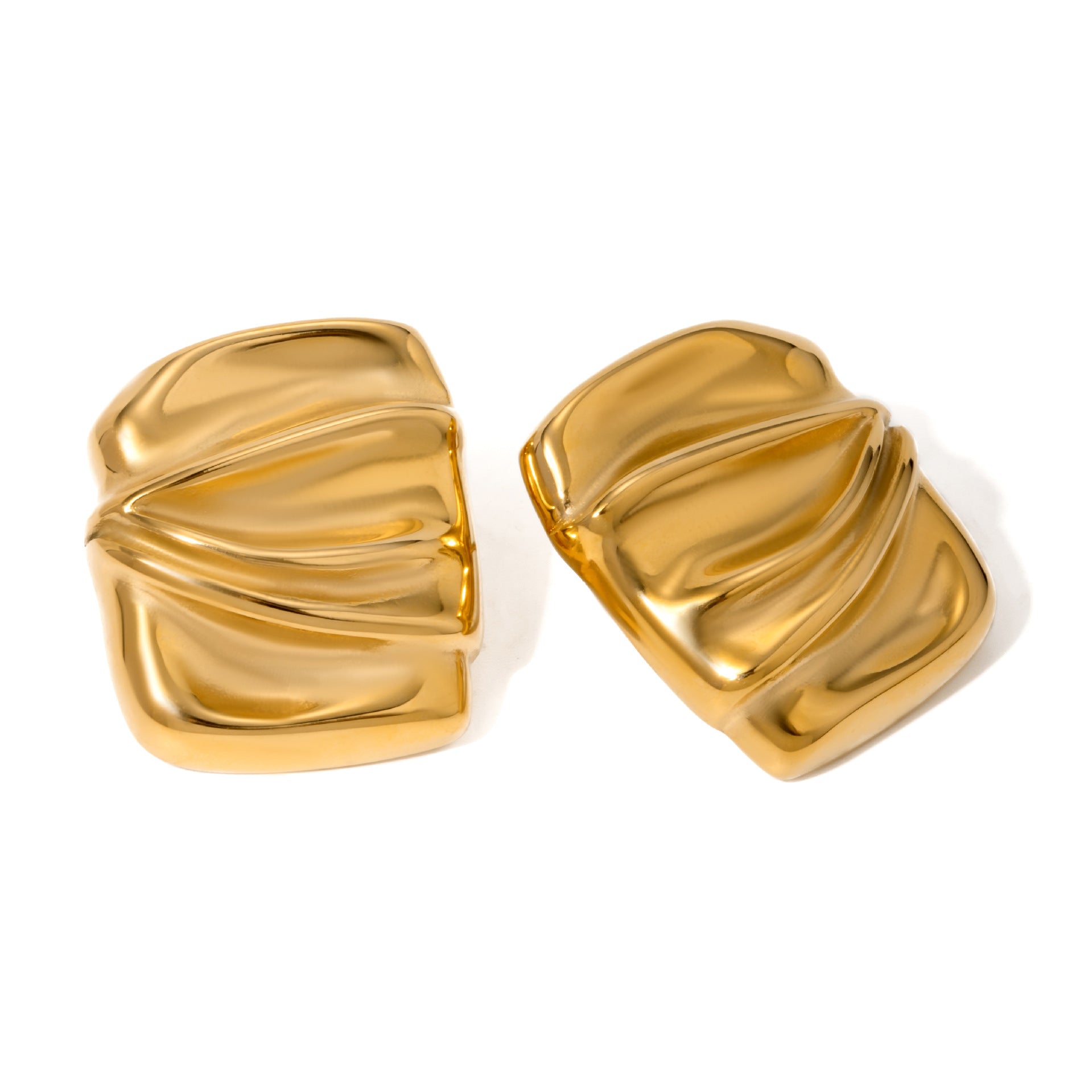 18K Gold Plated Geometric Chunky Earrings for Women