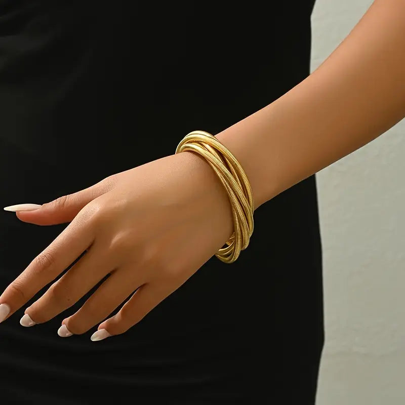 Chic Minimalist Multi-Layer Geometric Cuff Bracelet for Women