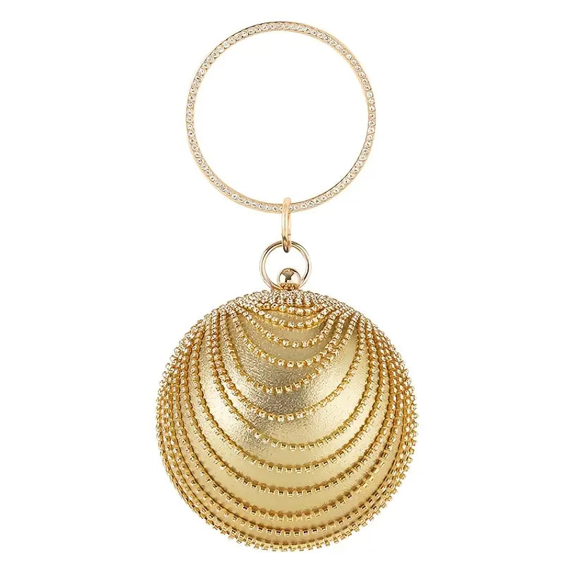 Elegant Golden Metal Rhinestone Embellishment Clutch Bag for Women