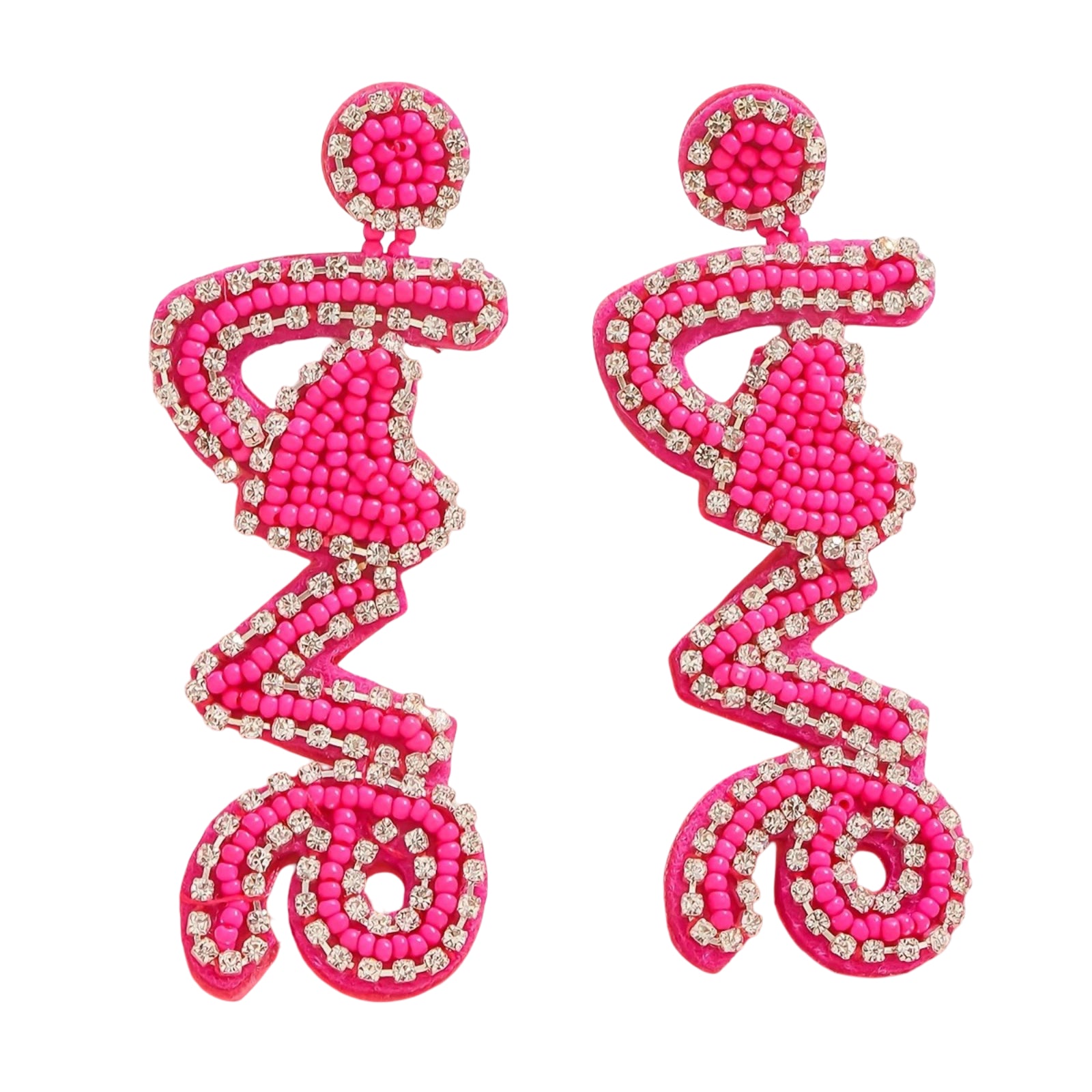 Handmade Beaded LOVE Earrings Inlaid with Rhinestones