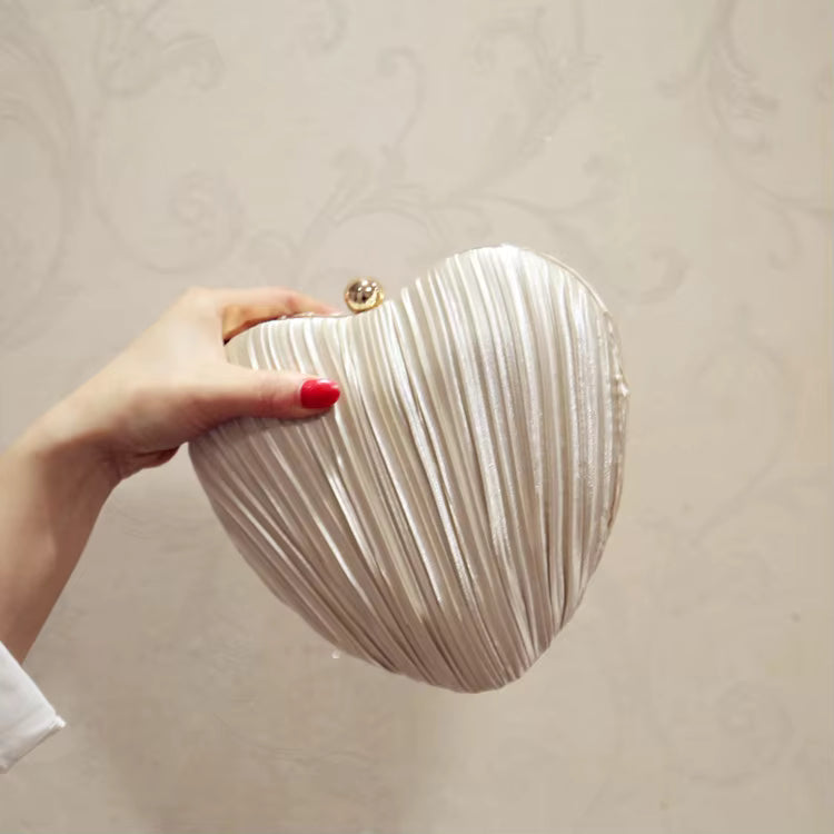 Heart-Shaped Clutch Bag Mini Evening Bags White