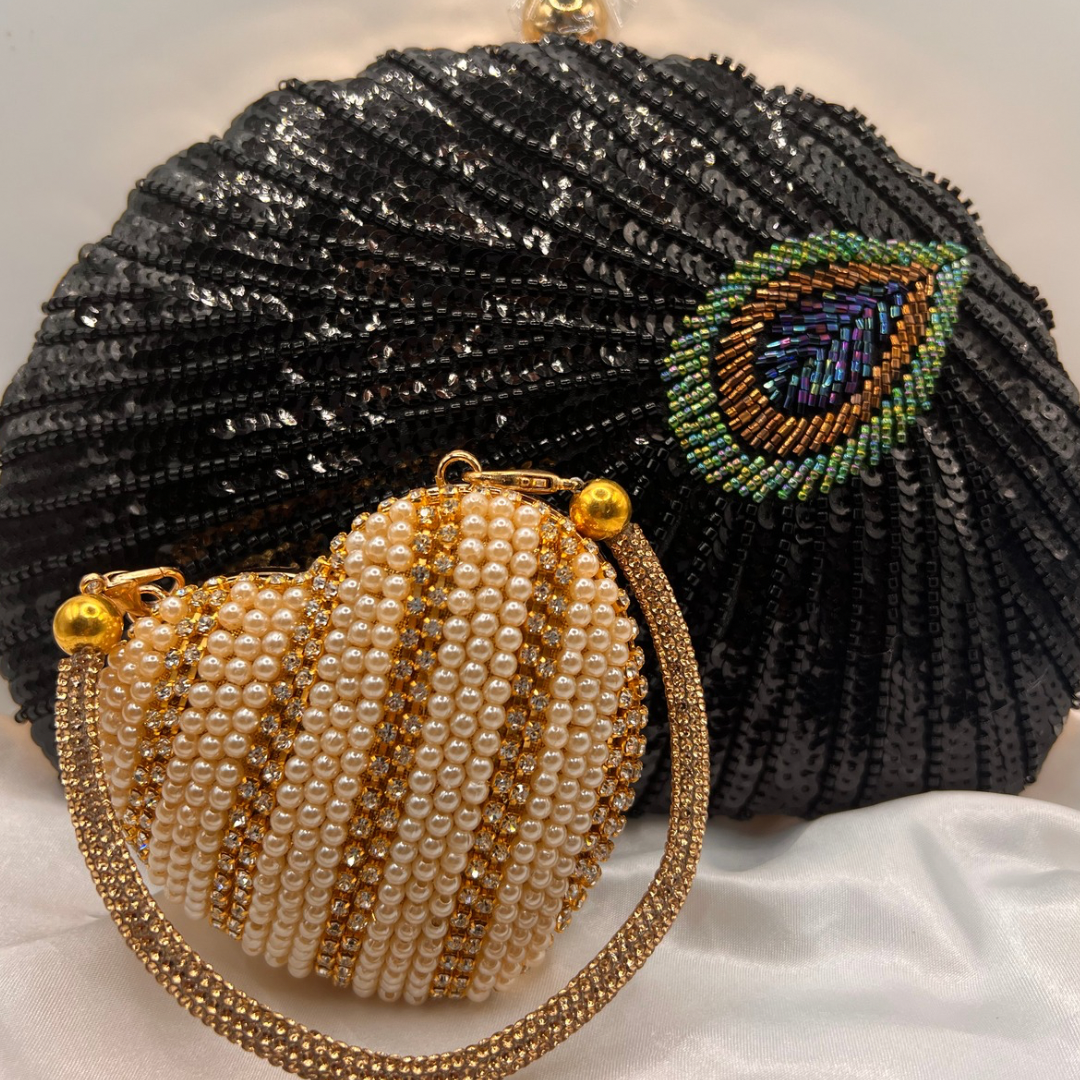 Elegant Pair- Peacock & Heart Evening Clutch Bags ( Combo)