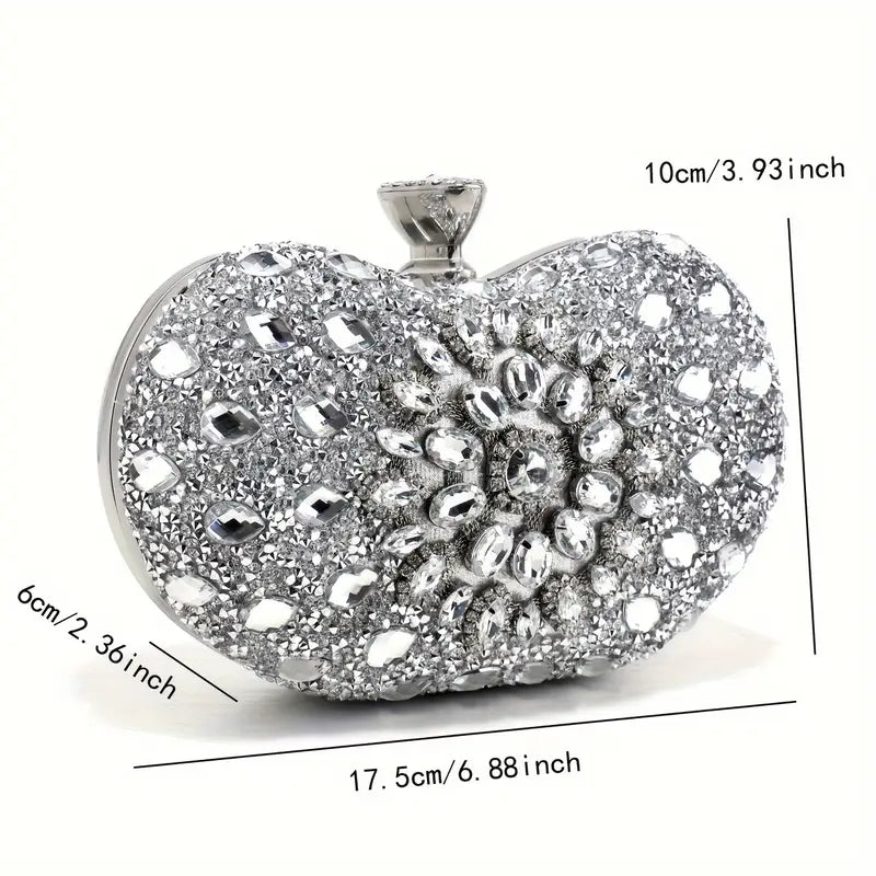 Luxury Designer Rhinestone Evening Clutch Silver