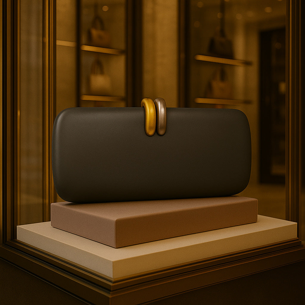 Duo-Tone Metallic Clasp Evening Clutch | Available in Sleek Black & Bold Leopard