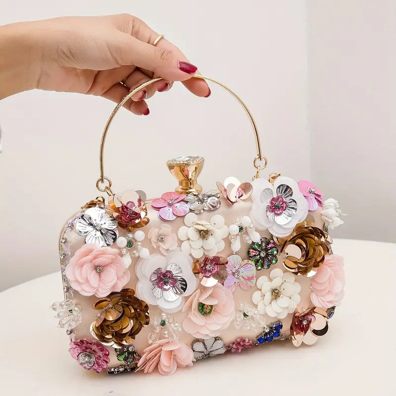 Elegant Mini Flower Decor Clutch Evening Bag