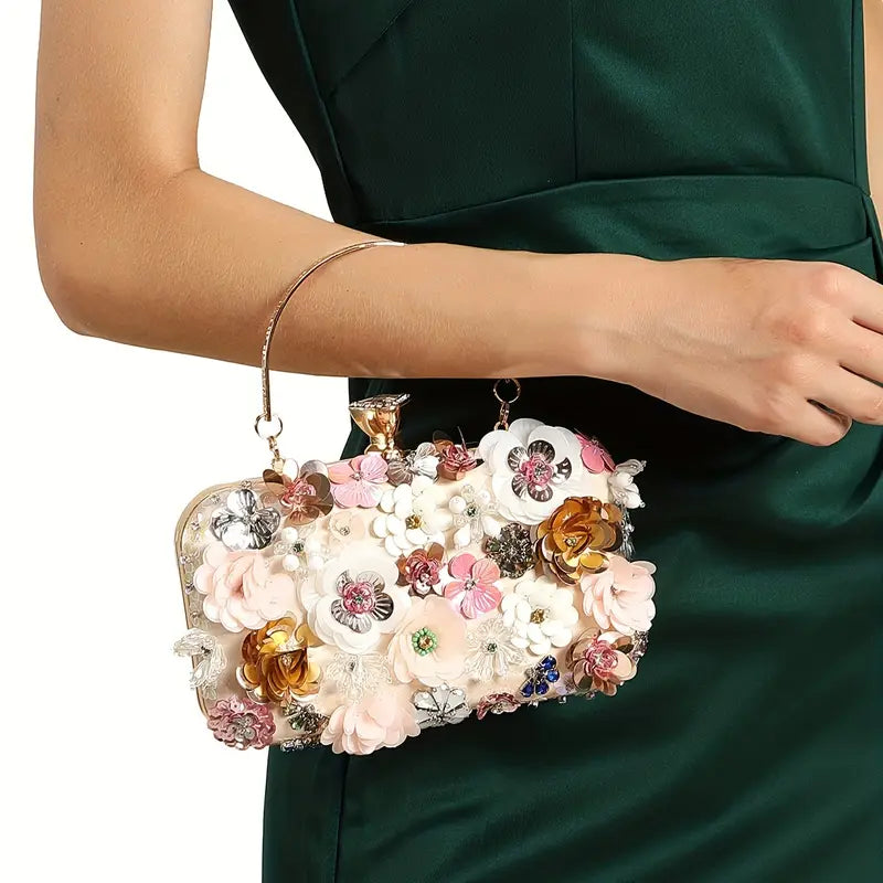 Elegant Mini Flower Decor Clutch Evening Bag