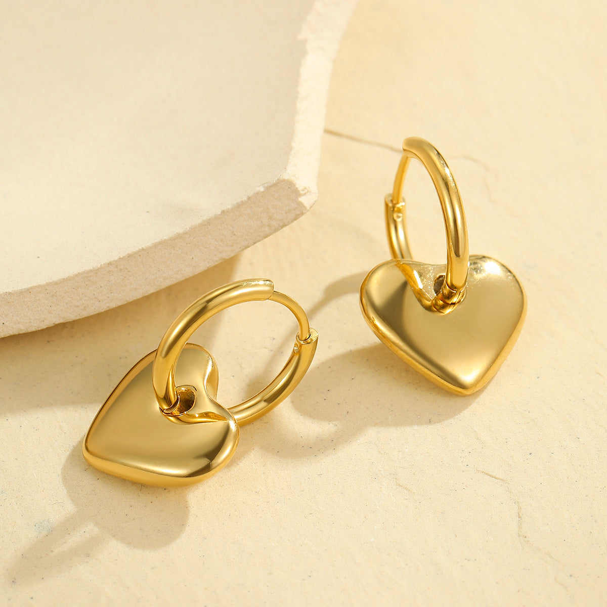 18k Gold Plated Luxury Love Heart-Shaped Hoop Earrings