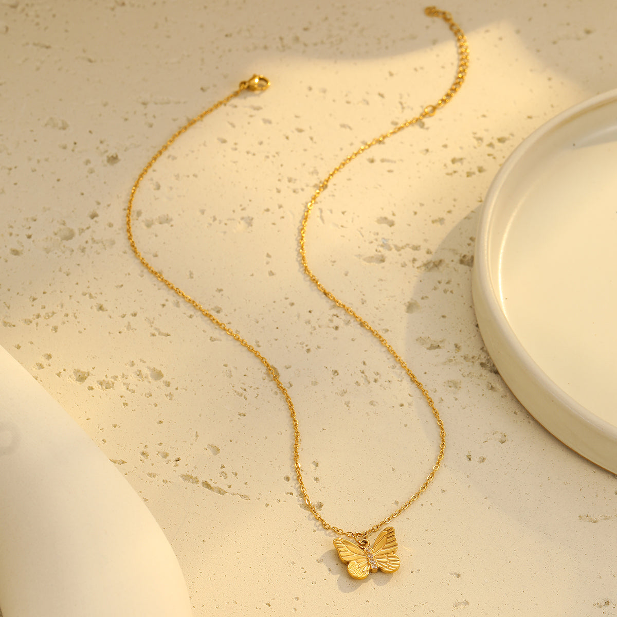 18k Gold Plated Butterfly Pendant Necklace-Fashion Jewellery for Women