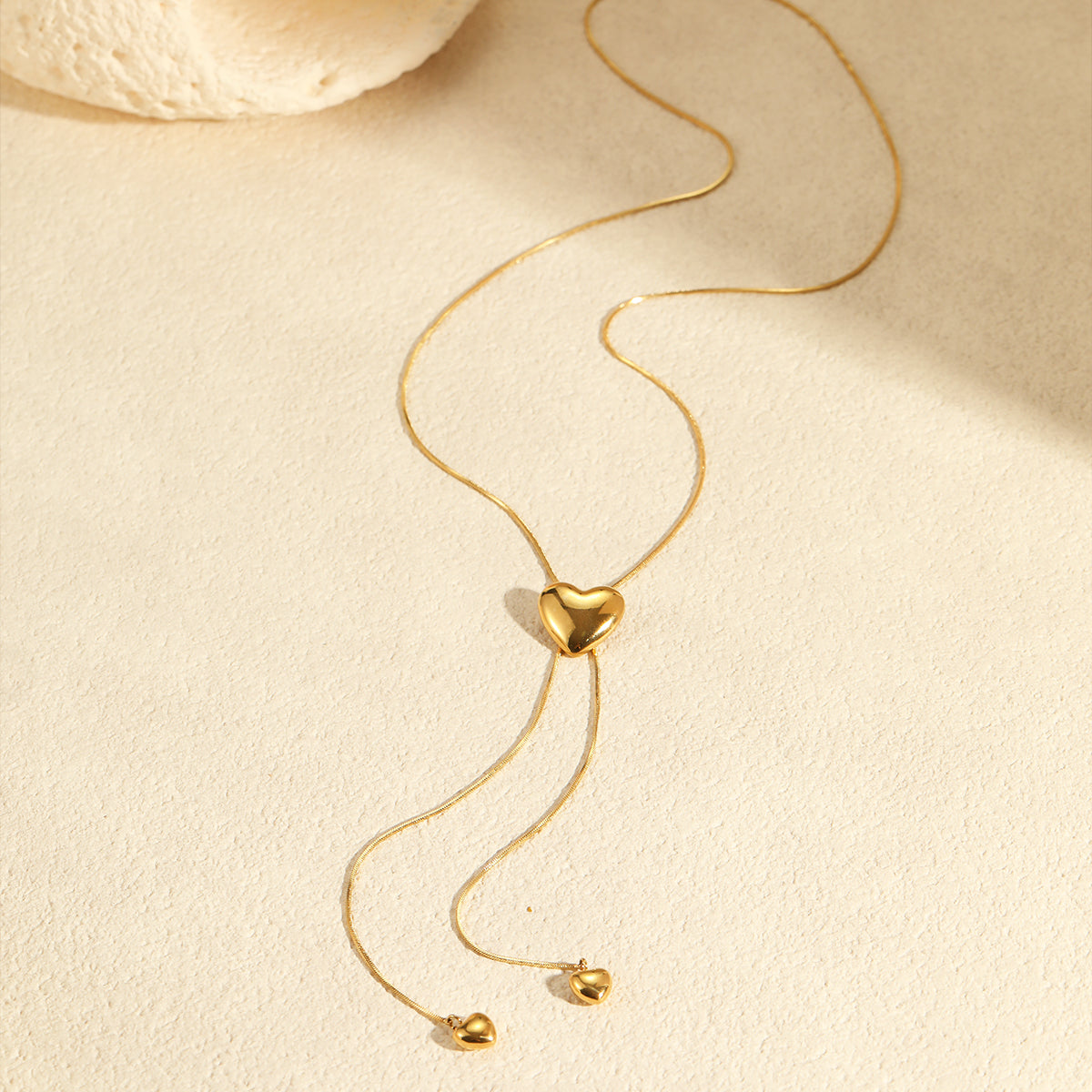 18K Gold Plated Y Shaped Heart Drop Necklace - Fashion Jewellery for Women