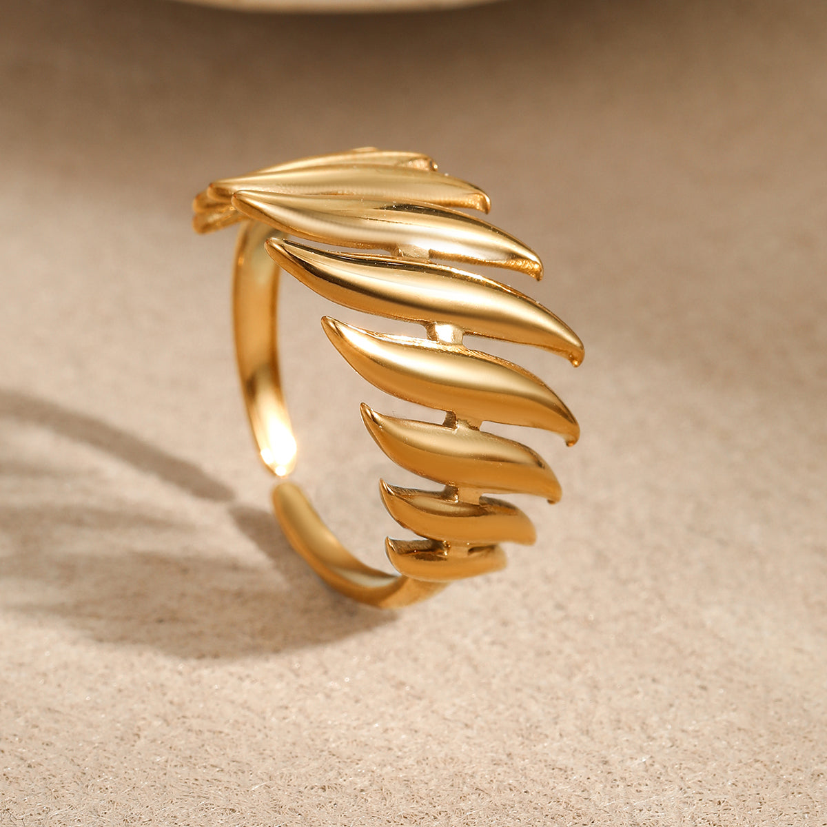 Trendy Fashion 18K Gold Plated Adjustable Irregular Open Ring for women