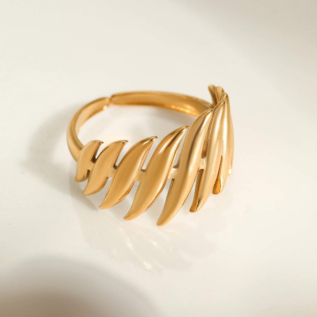 Trendy Fashion 18K Gold Plated Adjustable Irregular Open Ring for women