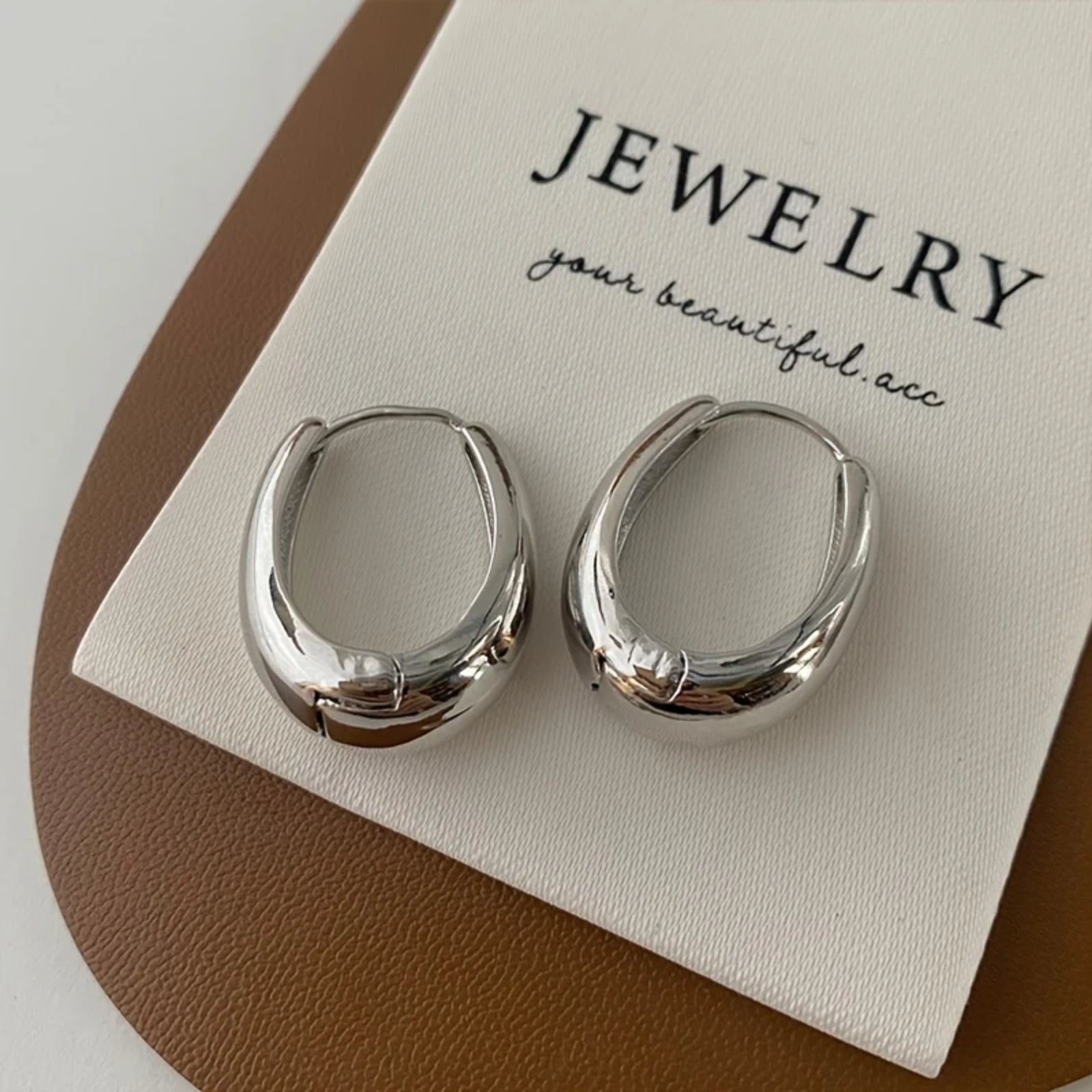 18K Gold Plated /Silver Plated Classic Chunky Hoop Earrings-Oval Shape