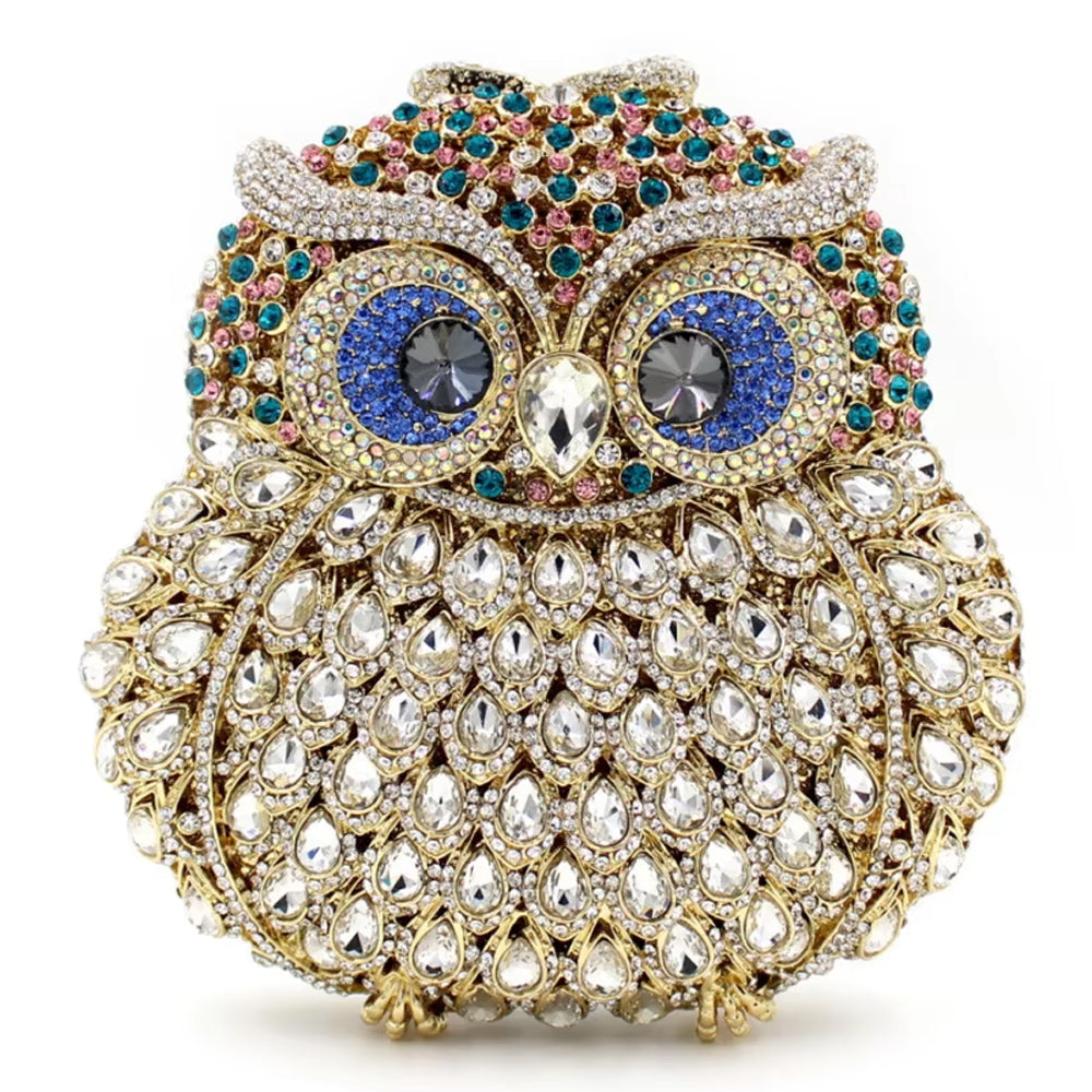 Luxury Owl Crystal Embellished Evening Clutch – Rhinestone Statement Purse