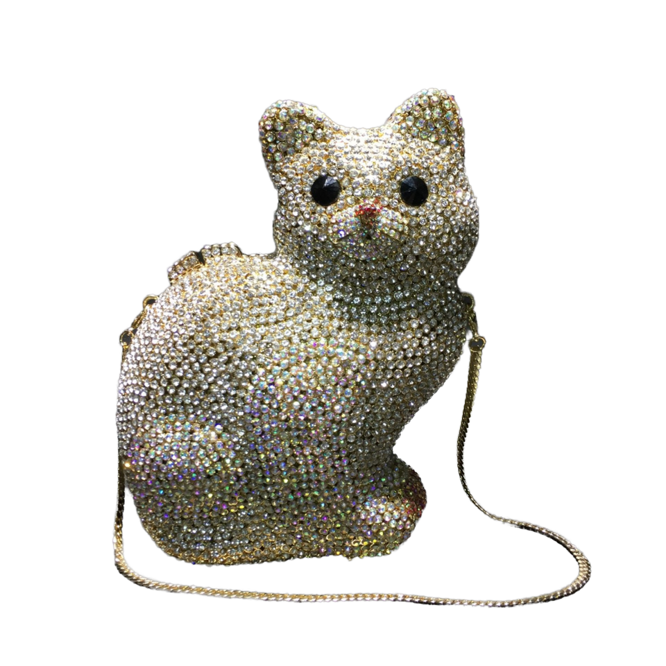 Royal Gilded Cat Crystal Clutch – Artisan Rhinestone Evening Statement Purse