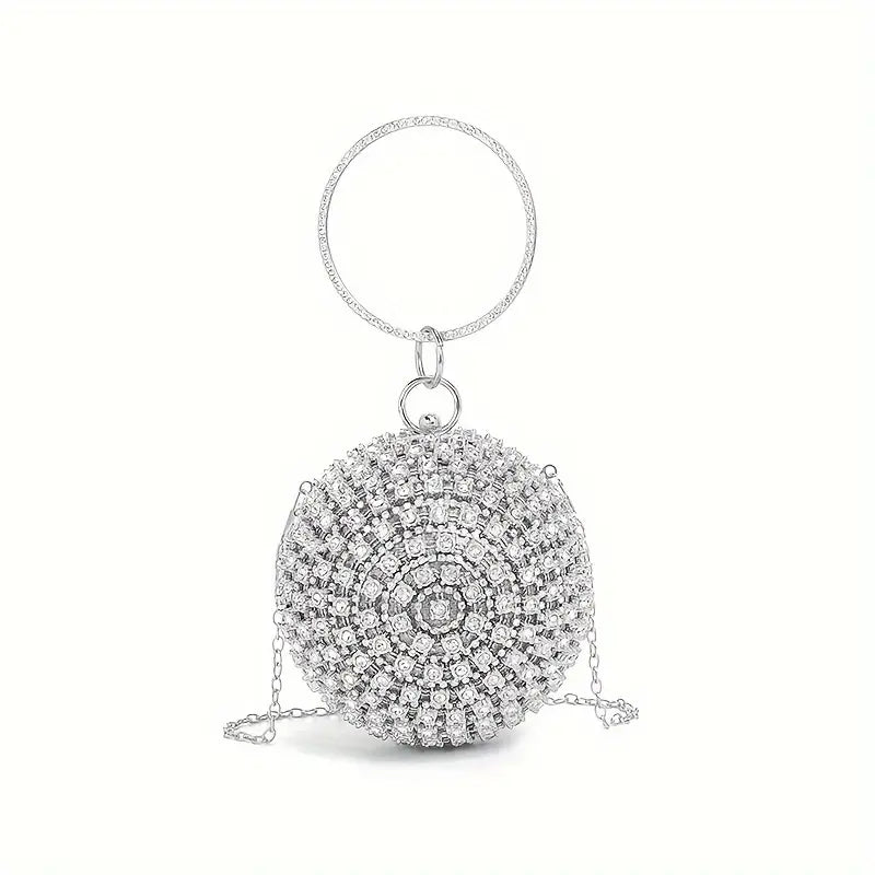 Rhinestone Round Evening Ball-shaped Glitter Bag for Women