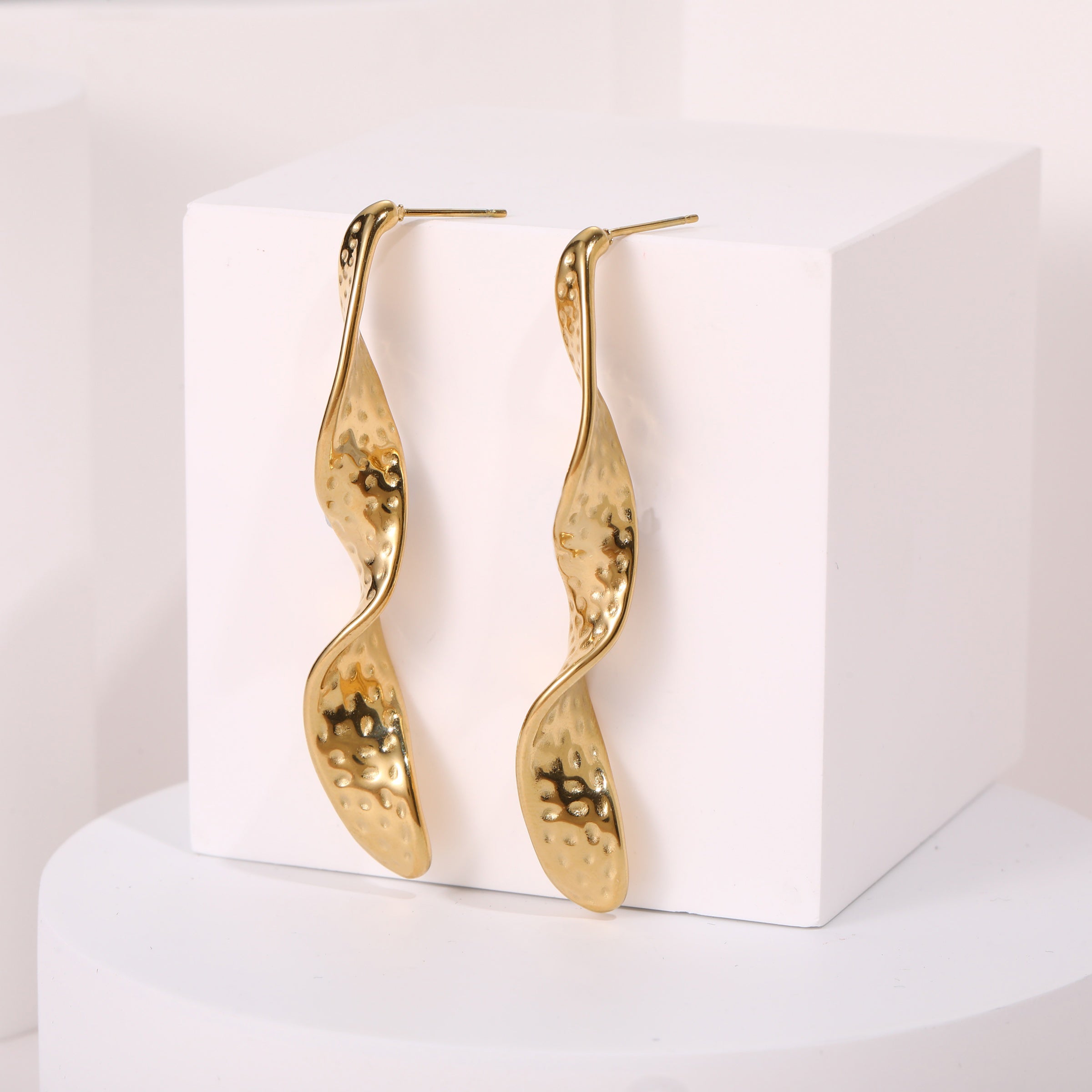 18K Gold Plated Trendy Twisted Earrings for Women