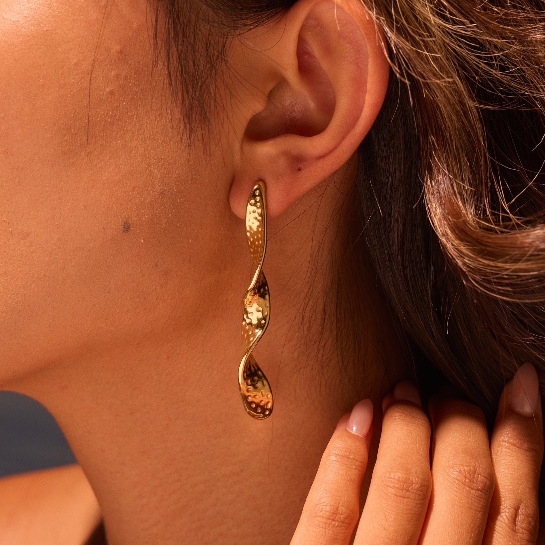 18K Gold Plated Trendy Twisted Earrings for Women