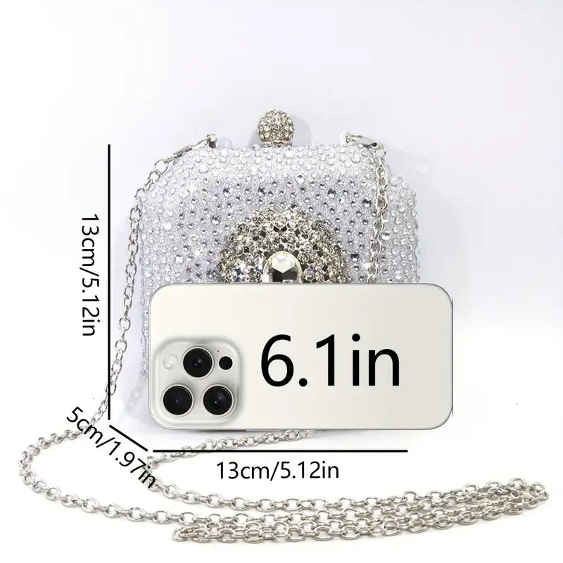 Ladies Vintage Single Shoulder Bag, Silvery Grey with Chain