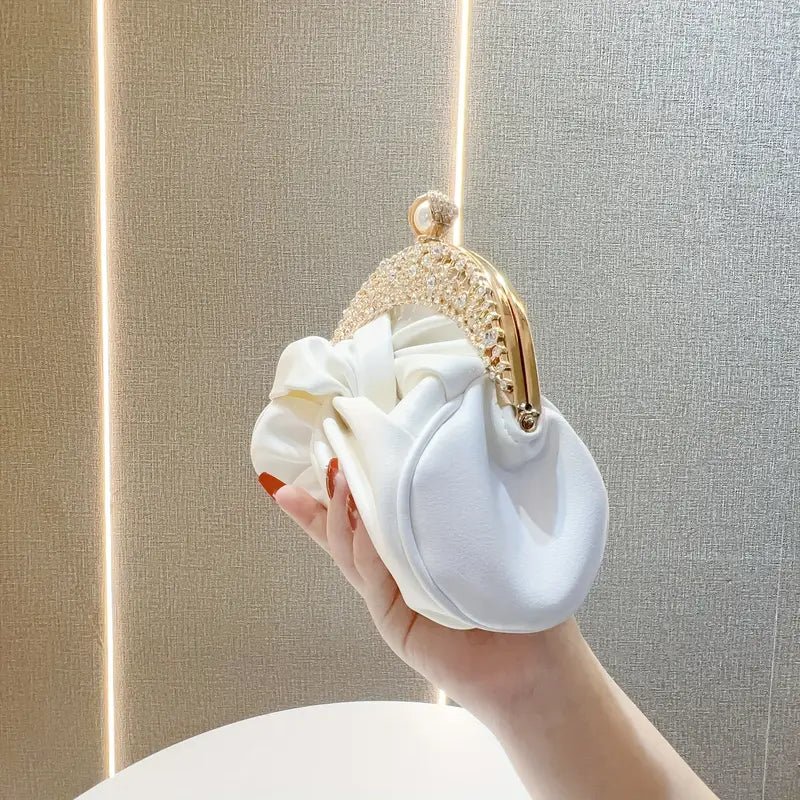 Elegant Golden Rhinestone Crown Clutch for Evening Parties