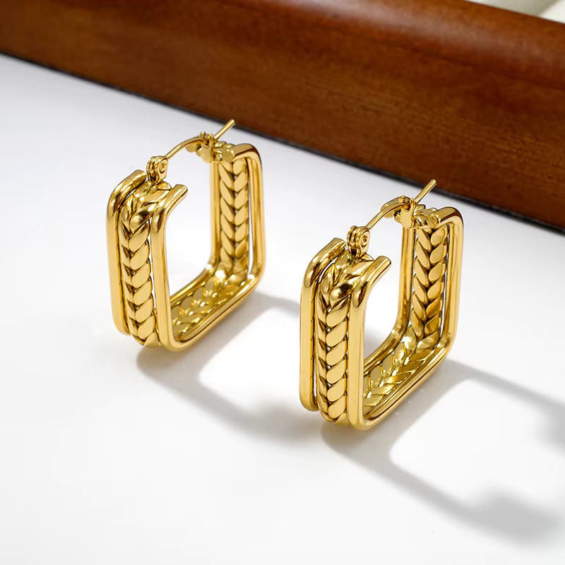 18K Gold Plated Italian Statement Huggie Earrings for Women