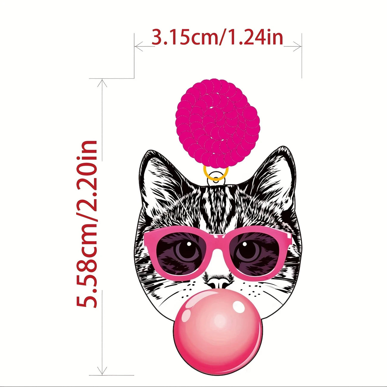 Funny Cute Creative Bubble Blowing Kitty Wearing Glasses Resin Earrings