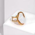 18K Gold Plated Big Baroque Pearl Open Ring - Statement Fashion Jewellery