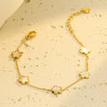 18K Gold Plated Floral Shell Charm Bracelet