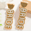 Pair of Elegant Handmade 3D & Bead BRIDE Initial Dangle Earrings