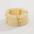 3pcs Vintage Acrylic Bamboo Bead Stackable Elastic Bracelets