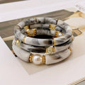 3pcs Boho Vintage Style Acrylic Beaded Bracelet Set for Women