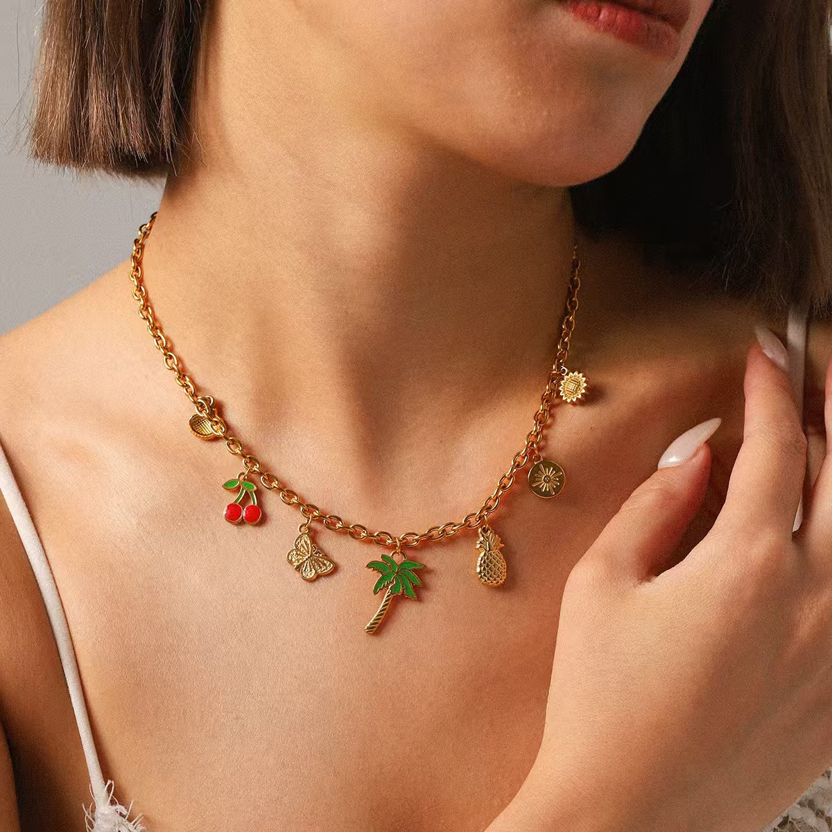 18k Gold Plated Bow Butterfly Charm Necklace for Women