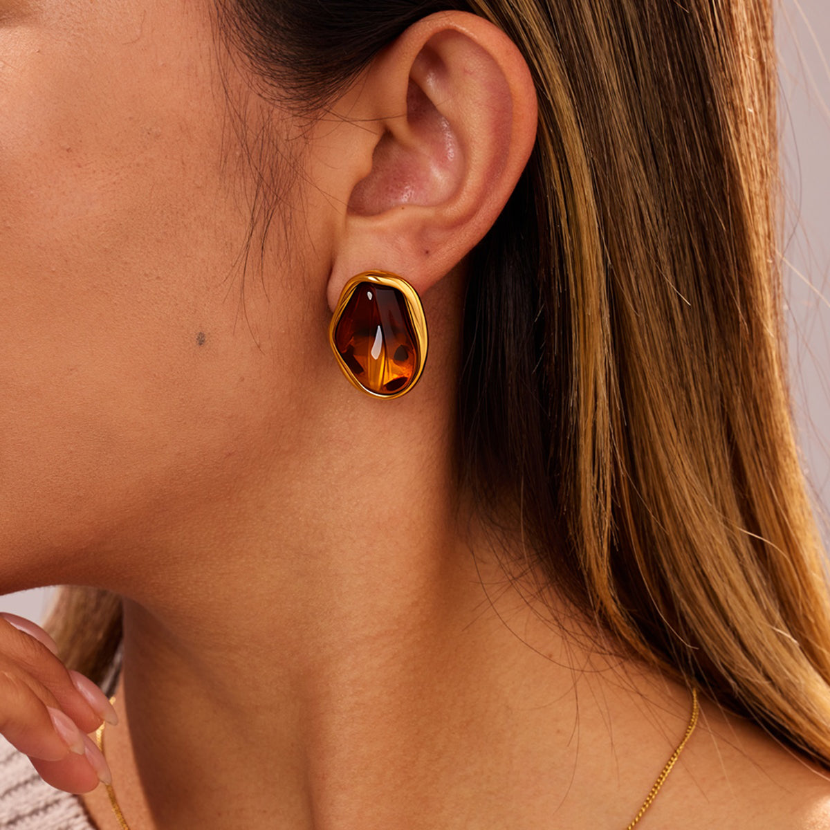 18k Gold Plated Brown Leopard Resin Drop Earrings for Women - Trendy Fashion Jewellery